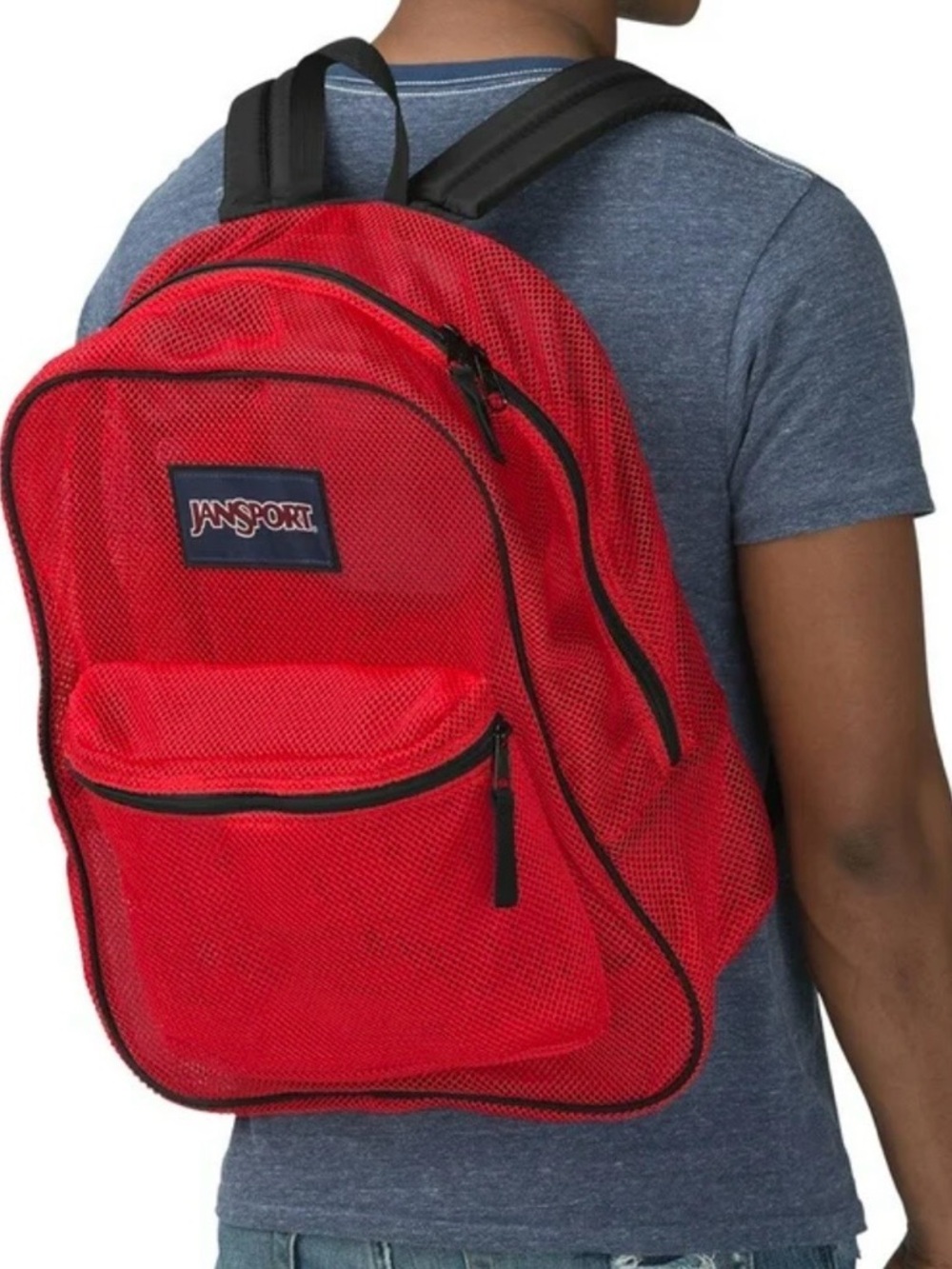 Jansport Red Mesh Backpack with Black Trim